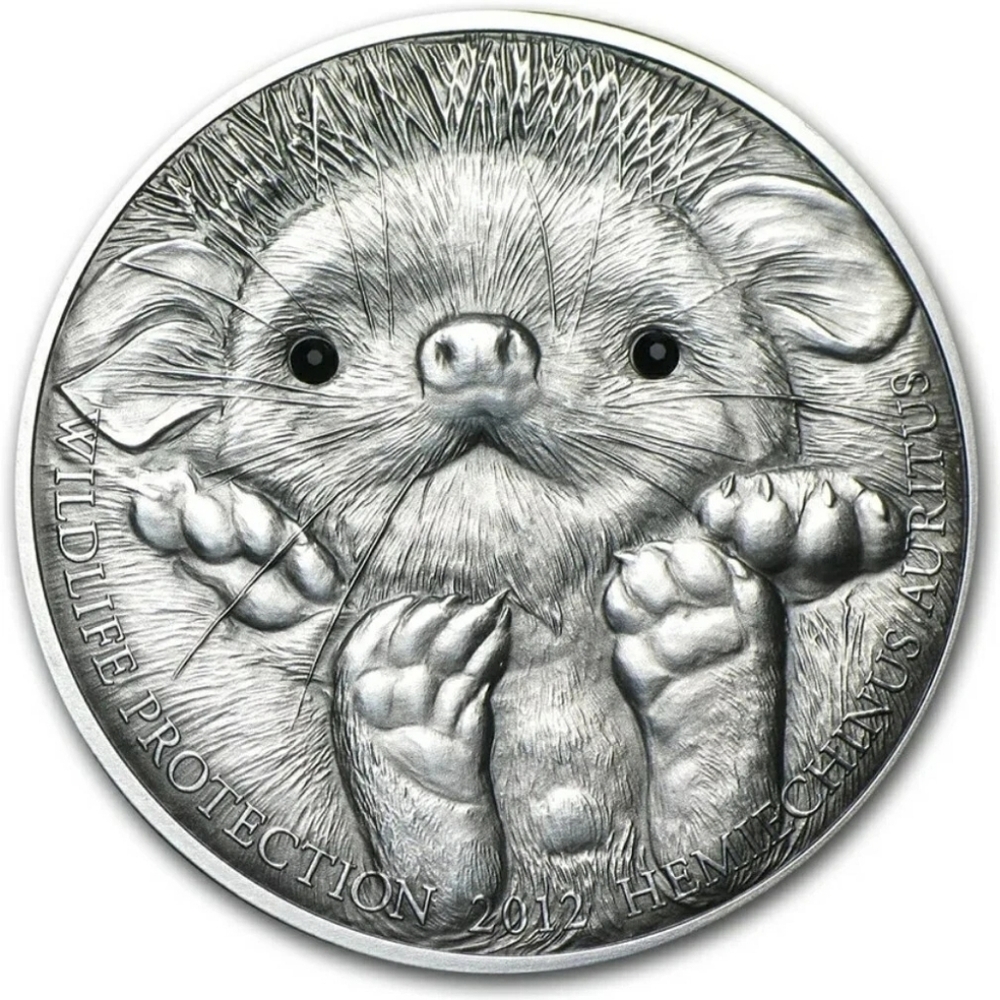 2012 500 Togrog Mongolia Wildlife Protection LONG EARED HEDGEHOG Antiqued 1 Oz